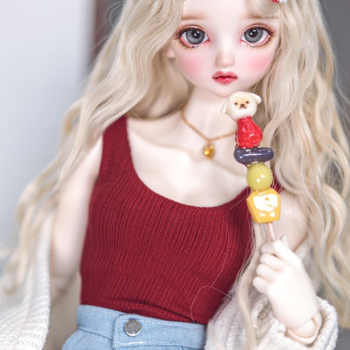 娃娃衣服  Pre-order Sadie knit top dark red