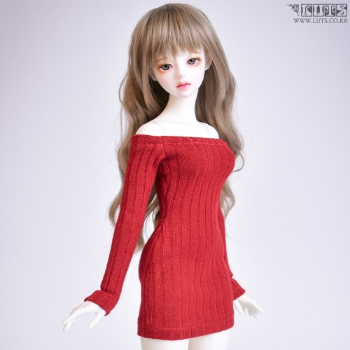 娃娃衣服 MDF Knitted dress Red